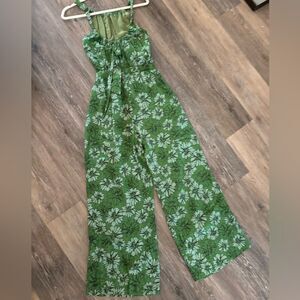 Illa Illa Floral Green Jumpsuit Sz S